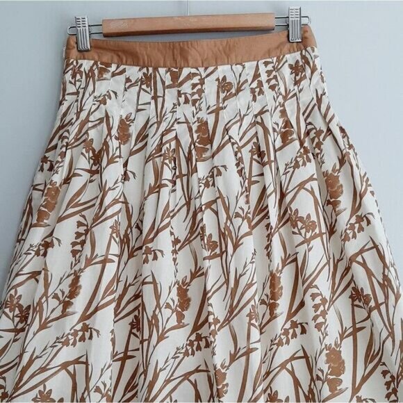 JOE FRESH 100% Cotton Plisse Pleated A-line Skirt Floral Print Sz 2 - Picture 8 of 10